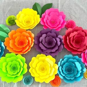 16 fiesta paper flower wall decor background